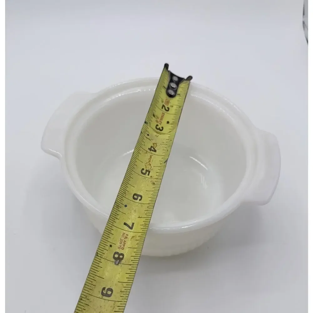 Vintage Anchor Hocking Fire King Oven 1 QT White Ribbed Casserole Dish Bowl 1436